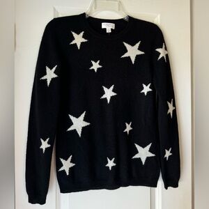 Morgan Taylor Black Cashmere Sweater w/ White Stars